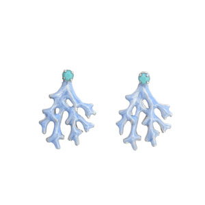 The Pink Reef Mini Coral Earring In Pearl Sea Blue