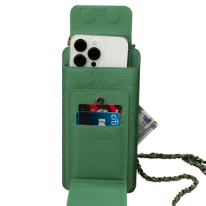 Leather Green Crossbody Bag Phone Wallet - Columbus