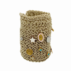 Catalina Bracelet With Charms | Hand Knitted | Gold