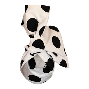 Twisturan Turban With Large Dots Black On White
