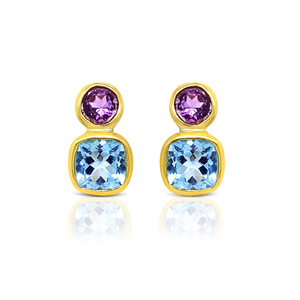 Lady Maria Earrings In Blue Topaz And Amethyst