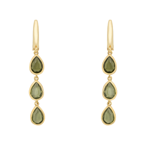 Sardinia Triple Teardrop Earrings Gold Peridot