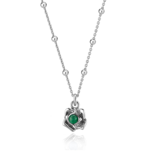 Magnifica Emerald Necklace In Sterling Silver – Natural Emerald Rose Pendant, Handmade Italian Fine Jewelry For Women