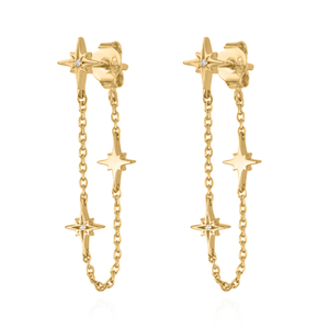 Savannah Star Drop Chain Earrings | Gold Plated