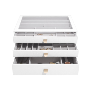 Stackers Supersize White Pebble Set Of Three Drawers Jewelry Box