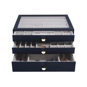Stackers Supersize Navy Pebble Set Of Three Drawers