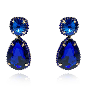 Sapphire Pear Shape And Pave Drop Earrings
