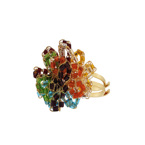 Multi & Gold Drizzle Handmade Crochet Ring
