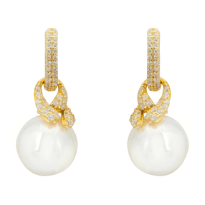 Tie The Knot Drop Pearl Earrings Gold