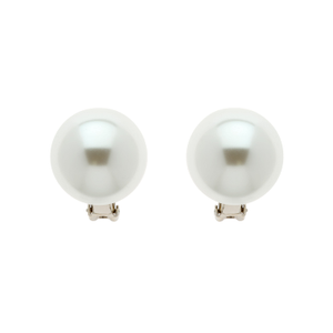 Large Pearl & Platinum Clip Earrings