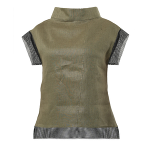 Turtleneck Linen Top In Khaki (XS)