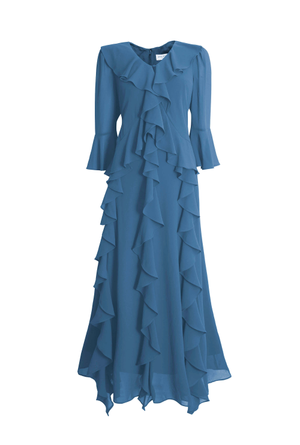 V-Neck Chiffon Ruffle Dress (XXL)