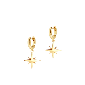 Star Huggie Hoop Earrings Gold