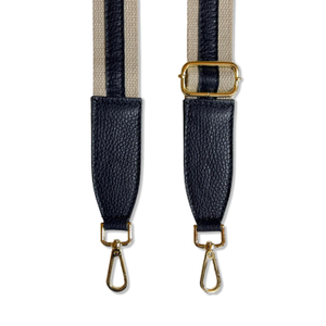 Navy Leather And Canvas Strap