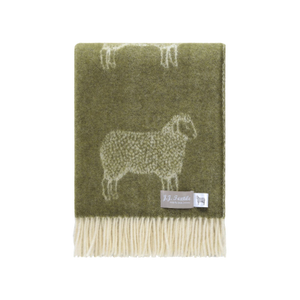 Moss Green Sheep Wool Throw