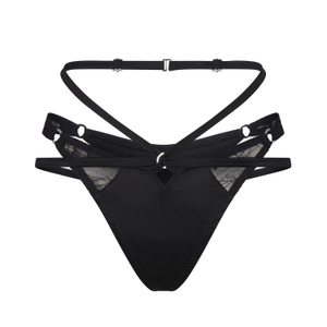 Ohm High-Leg Black Silk Thong (S)