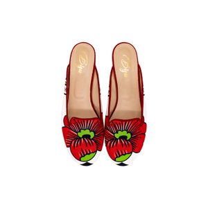 Mule, Slip On - Red & White Shoes, Made In Italy, Raha (6 UK)