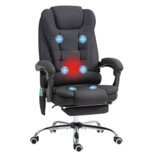 Vinsetto Six-Point Massage and Heated Office Chair with 135°Recline Back - Black