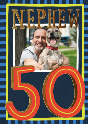 Nephew 50 Photo Upload Birthday Card