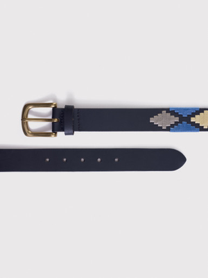 Blue Leather Polo Belt