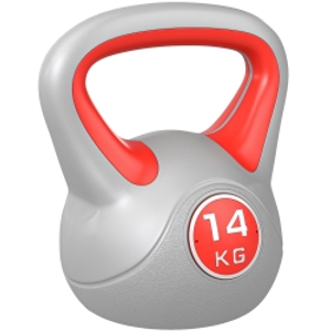 SPORTNOW Pesa Rusa 14 kg Revestimiento de PU y Relleno de Arena para Entrenamiento de Fuerza 26x18x32 cm Rojo y Gris