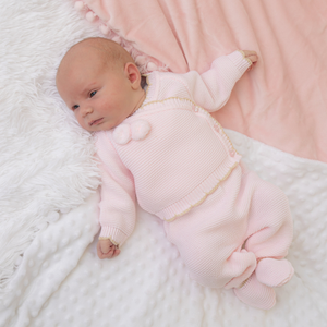 Pink Pom Knitted Wrap Cardigan & Leggings