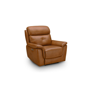 Iver Electric Recliner Armchair with Power Headrest in Virgo Cognac Leather