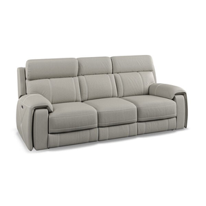 Leo 3 Seater Recliner Sofa with Adjustable Headrests in Taupe Leather