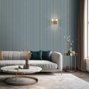 Muriva Venezia Stripe Blue Metallic Wallpaper - M66501