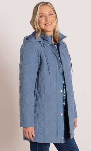 Anna Rose Quilted Hooded Coat - Patriot Blue