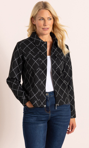 Boxy Check Jacket - Black
