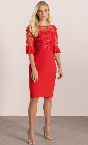 ITY Applique Dress - Red/Gold