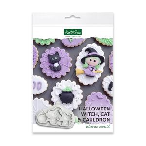 Halloween Witch, Cat & Cauldron Silicone Mould