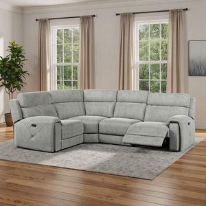 Leo Right Hand Corner Recliner Sofa in Billy Joe Dove Grey Fabric
