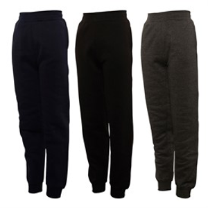 Kangaroo Poo Boys Three Pack Slim Fit Cuffed Fleece Joggers Black/Charcoal/Navy