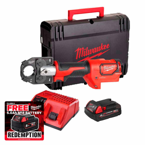 Milwaukee M18 HCCT-201C Force Logic Hydraulic Cable Crimper with 1 x 2.0Ah Battery