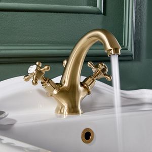 Milano Elizabeth - Traditional Crosshead Mono Basin Mixer Tap - Brushed Brass