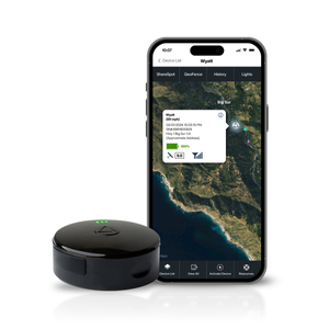 LandAirSea 54 Premium GPS Tracker. Large Battery, IP67 Waterproof, and Strong Built-In Magnet. Real-time global tracking.