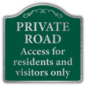Private Road Access For Residents & Visi 250 x 250 mm - 3mm Brushed Aluminium Com
