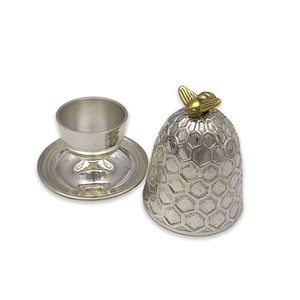 Bee Honeycomb Silver Plated Egg Cup and Lid 2024 Silver-Plated