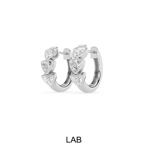 Bezel Set Trillion Shaped Lab Grown Diamond Huggie Earrings