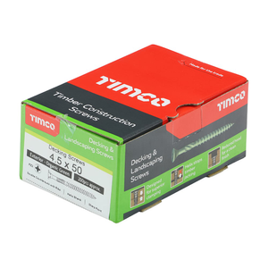 TIMco 50TDECK 4.5 X 50  Decking Screws - PZ - Double Countersunk - Exterior - Green (Box 200)