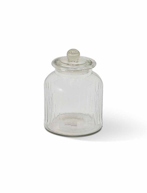 Coombe Ribbed Storage Jar - Glass, Clear, Medium