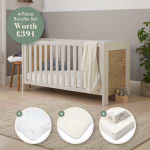 Supreme Alba Cot Bed, Mattress & Bedding Bundle