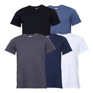 Onfire Mens Five Pack V-Neck T-Shirts White/Black/Navy/Charcoal/Indigo