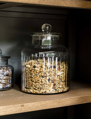 Coombe Ribbed Storage Jar - Glass, Clear, Large