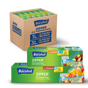 Bacofoil<sup>®</sup>ZIPPER<sup>®</sup> All Purpose Bags Small and Medium | 324 Bulk Buy