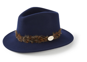 The Suffolk Fedora in Navy (Bronze Wrap)