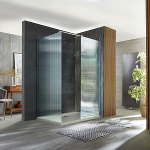 Milano Florence - Fluted Glass Chrome Corner Walk-In Shower Enclosure with 1100mm x 900mm Tray