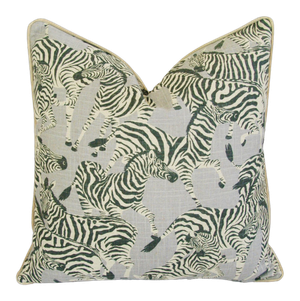 Designer Safari Zebra Linen & Velvet Pillow